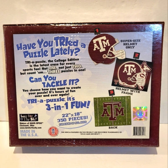 Texas A&M Puzzle Tri-a-Puzzle 3 in 1 puzzle Football - Picture 3 of 6